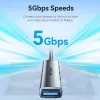 Vention CKOHB 4 viename USB 3.0 mini šakotuvas, 1x USB 3.0 + 3x USB 2.0, 5 Gbps, 0,15 m, aliuminis, pilkas