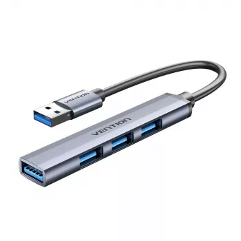 Vention CKOHB 4 viename USB 3.0 mini šakotuvas, 1x USB 3.0 + 3x USB 2.0, 5 Gbps, 0,15 m, aliuminis, pilkas