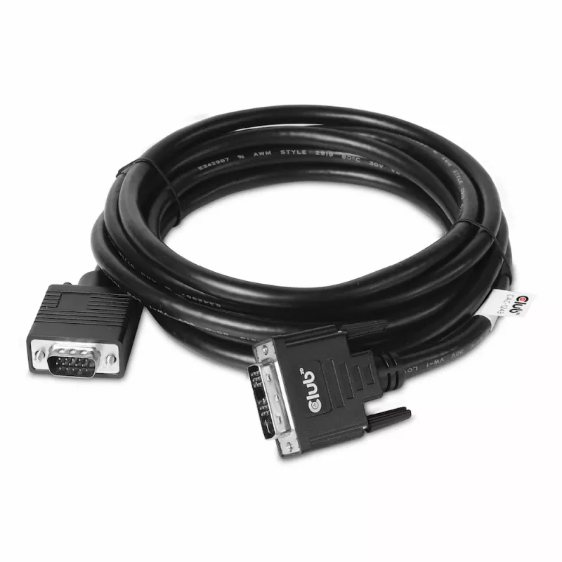 DVI-A į VGA laidas M/M CLUB3D CAC-1243 3m 28 AWG juodas