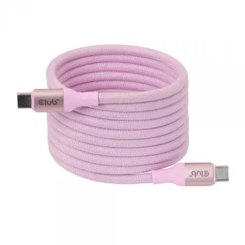 CLUB3D USB-C magnetinė ritė 240W rožinis laidas 2m USB 2.0