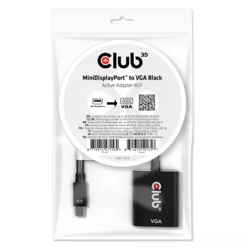 CLUB3D MiniDisplayPort™ į VGA juodas aktyvus adapteris (M/F)