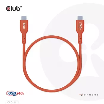 CLUB3D USB2 Type-C abipusis USB-IF sertifikuotas kabelis, duomenys 480 Mb, PD 240W (48V/5A) EPR M/M 4m / 13.13ft