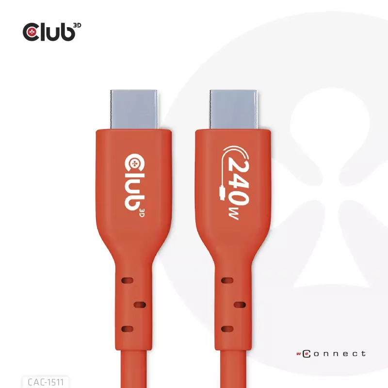 CLUB3D USB2 Type-C abipusis USB-IF sertifikuotas kabelis, duomenys 480 Mb, PD 240W (48V/5A) EPR M/M 4m / 13.13ft