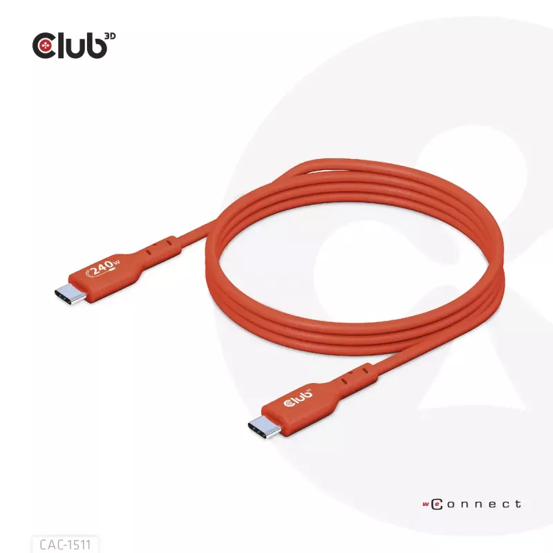 CLUB3D USB2 Type-C abipusis USB-IF sertifikuotas kabelis, duomenys 480 Mb, PD 240W (48V/5A) EPR M/M 4m / 13.13ft