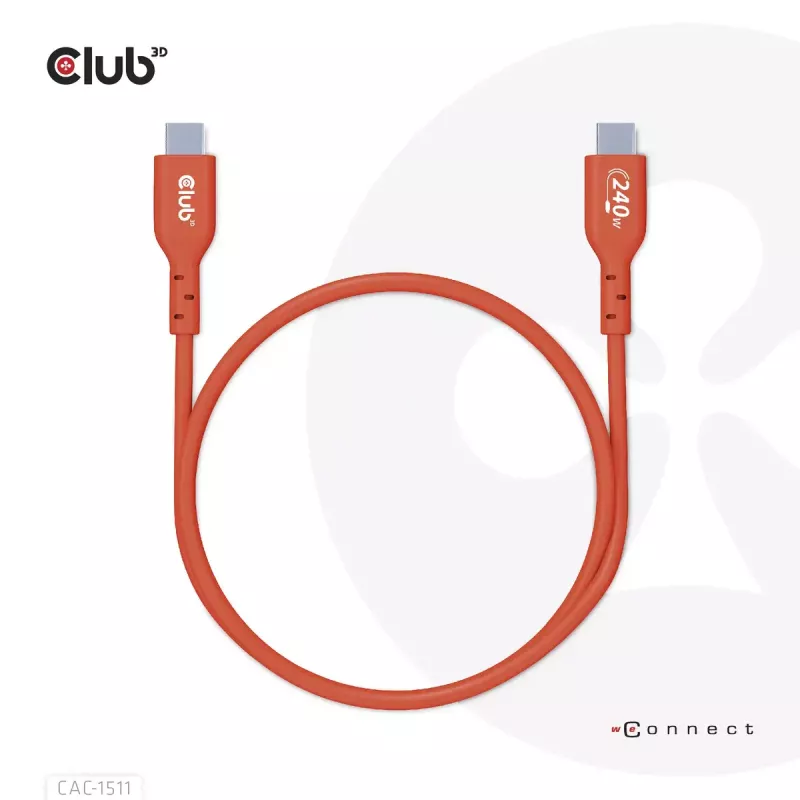 CLUB3D USB2 Type-C abipusis USB-IF sertifikuotas kabelis, duomenys 480 Mb, PD 240W (48V/5A) EPR M/M 4m / 13.13ft