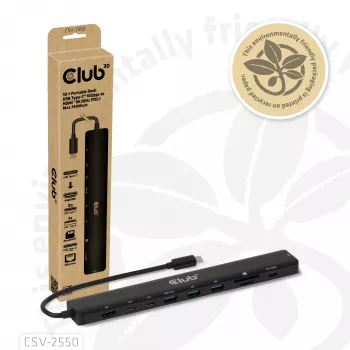 CLUB3D 10-1 nešiojamas USB Type-C 10Gbps dokas su HDMI 8K30Hz ir PD 3.1 140W