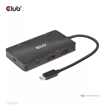 CLUB3D CSV-1598 USB Gen2 Type-C į Dual DisplayPort 4k60Hz 7-in-1 HUB
