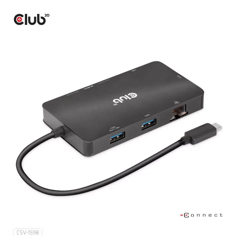 CLUB3D CSV-1598 USB Gen2 Type-C į Dual DisplayPort 4k60Hz 7-in-1 HUB