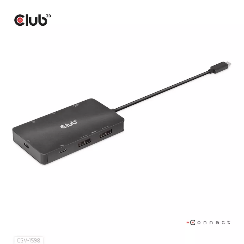 CLUB3D CSV-1598 USB Gen2 Type-C į Dual DisplayPort 4k60Hz 7-in-1 HUB