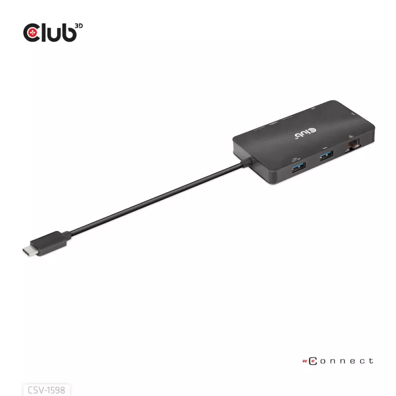 CLUB3D CSV-1598 USB Gen2 Type-C į Dual DisplayPort 4k60Hz 7-in-1 HUB