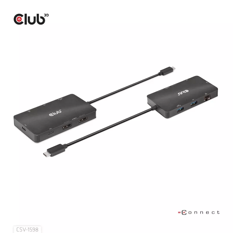CLUB3D CSV-1598 USB Gen2 Type-C į Dual DisplayPort 4k60Hz 7-in-1 HUB