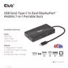 CLUB3D CSV-1598 USB Gen2 Type-C į Dual DisplayPort 4k60Hz 7-in-1 HUB