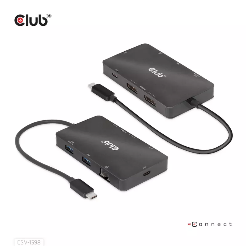 CLUB3D CSV-1598 USB Gen2 Type-C į Dual DisplayPort 4k60Hz 7-in-1 HUB