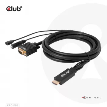 CLUB3D HDMI į VGA laidas M/M 2m / 6,56 pėdos 28AWG
