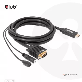 CLUB3D HDMI į VGA laidas M/M 2m / 6,56 pėdos 28AWG