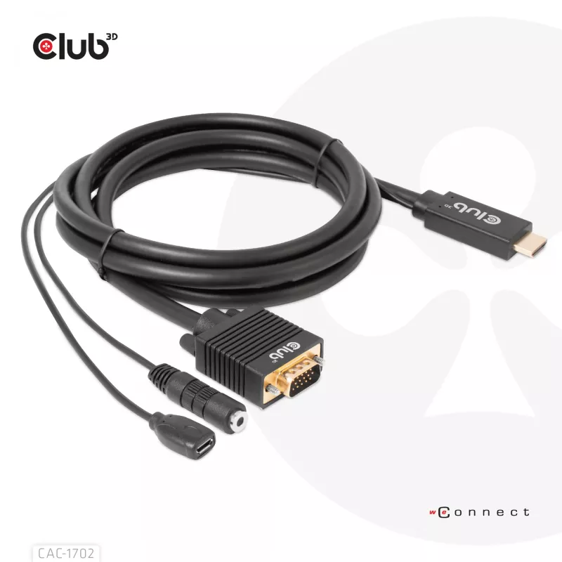 CLUB3D HDMI į VGA laidas M/M 2m / 6,56 pėdos 28AWG