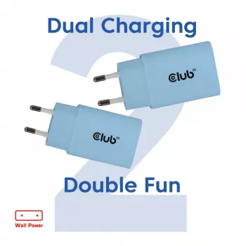 CLUB3D 2 vnt. USB-C įkroviklis 30 W Baltas