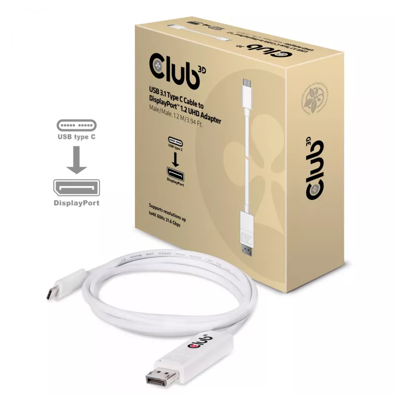 CLUB3D USB 3.1 Type C laidas į DisplayPort 1.2 UHD adapteris CAC-1517