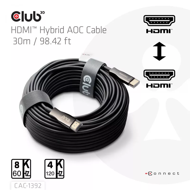 CLUB3D HDMI™ Hybrid AOC laidas 8K60Hz/4K120Hz 30m / 98.42 ft