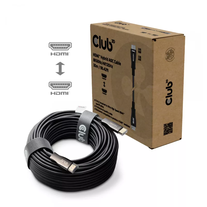 CLUB3D HDMI™ Hybrid AOC laidas 8K60Hz/4K120Hz 30m / 98.42 ft