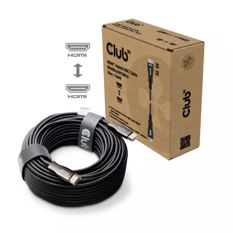 Club 3D HDMI Hybrid AOC laidas 8K60Hz / 4K120Hz 50 m, HDMI A tipo kištukas–kištukas