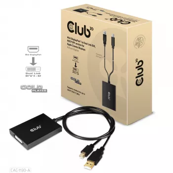 CLUB3D CAC-1130-A aktyvus adapteris iš Mini DisplayPort į Dual Link DVI (be HDCP) – skirtas Apple Cinema ekranams