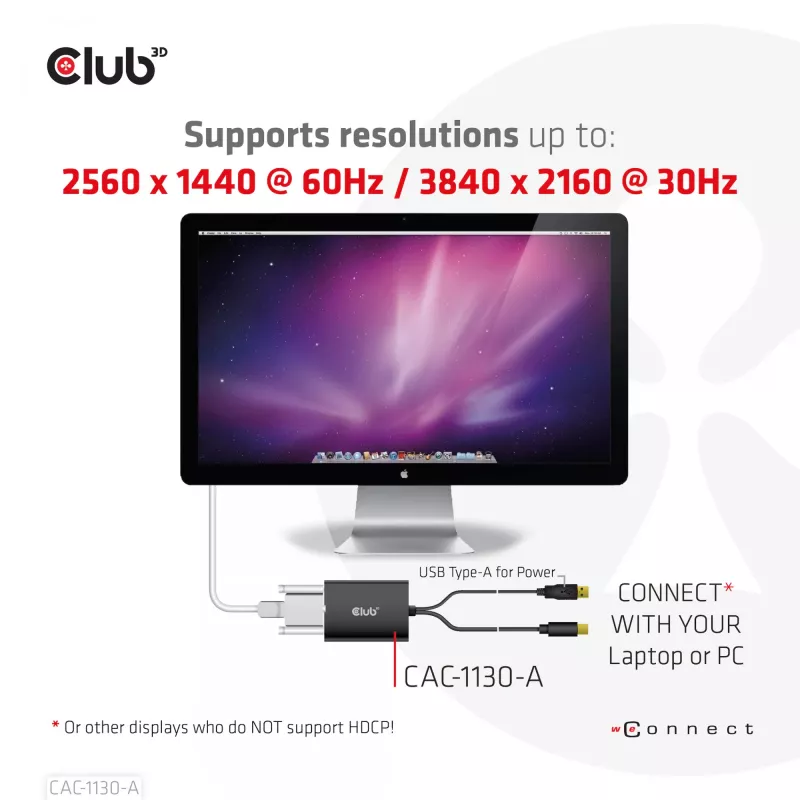 CLUB3D CAC-1130-A aktyvus adapteris iš Mini DisplayPort į Dual Link DVI (be HDCP) – skirtas Apple Cinema ekranams