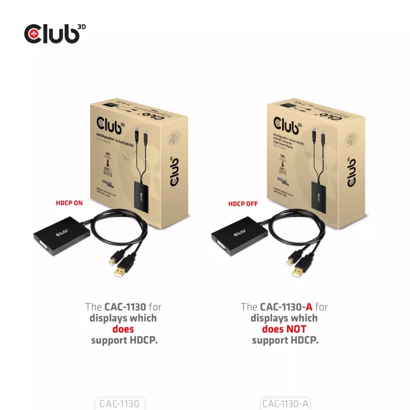 CLUB3D CAC-1130-A aktyvus adapteris iš Mini DisplayPort į Dual Link DVI (be HDCP) – skirtas Apple Cinema ekranams