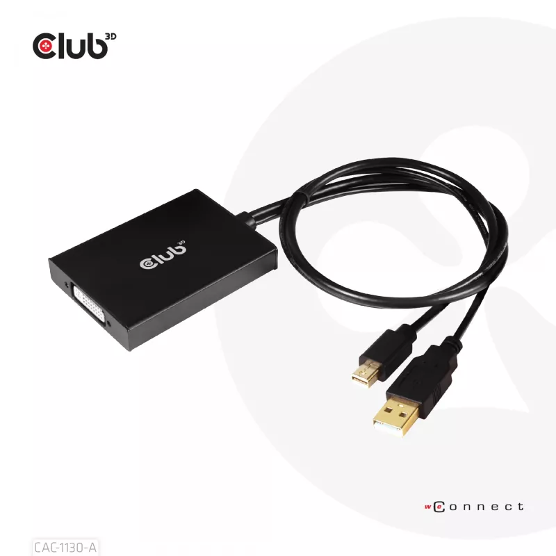 CLUB3D CAC-1130-A aktyvus adapteris iš Mini DisplayPort į Dual Link DVI (be HDCP) – skirtas Apple Cinema ekranams