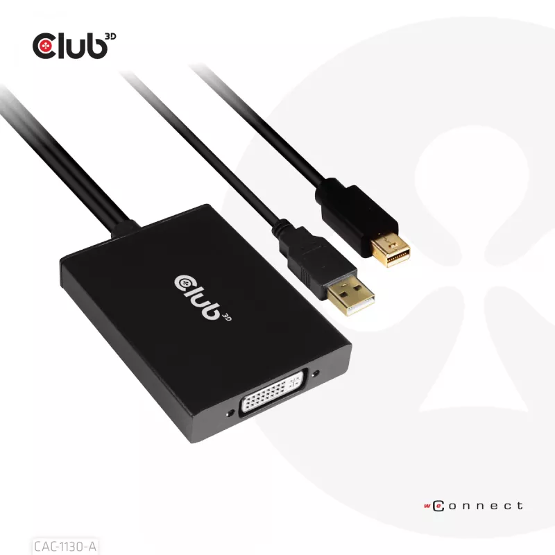 CLUB3D CAC-1130-A aktyvus adapteris iš Mini DisplayPort į Dual Link DVI (be HDCP) – skirtas Apple Cinema ekranams