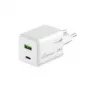 MediaRange MRMA113-2 USB-C 45W AC sieninis įkroviklis išmaniesiems telefonams ir planšetėms, baltas, įėjimas 100–240V