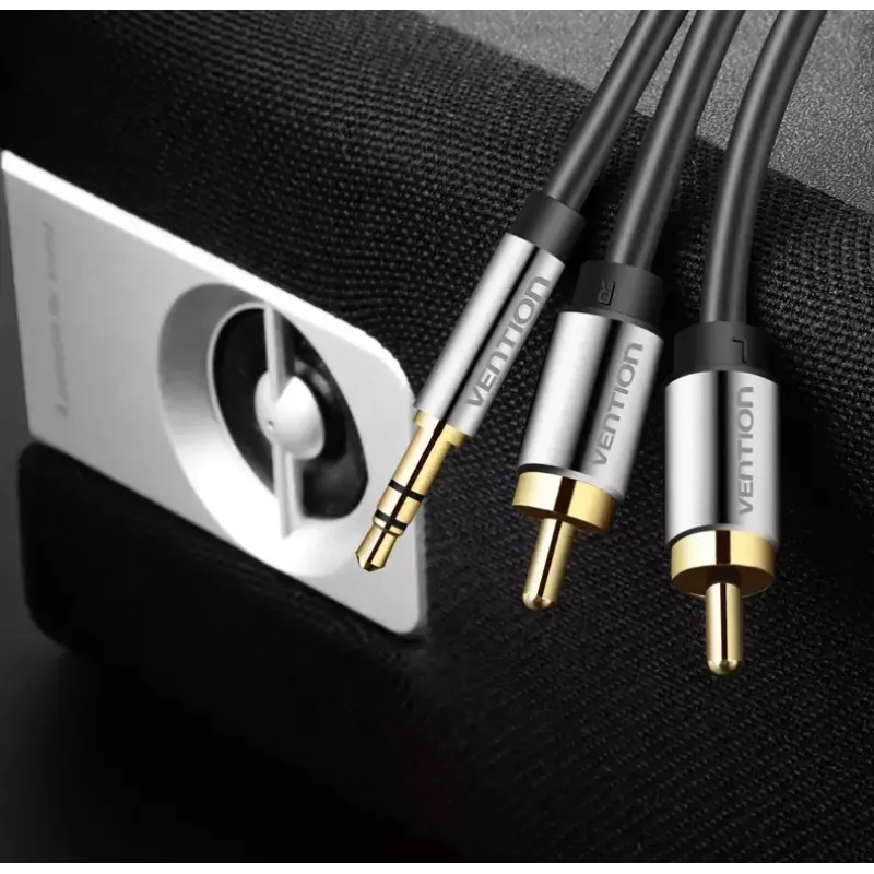 Garso laidas Vention 3,5 mm TRRS (kištukas) į 2×RCA (kištukai), 2 m, juodas