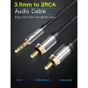 Garso laidas Vention 3,5 mm TRRS (kištukas) į 2×RCA (kištukai), 2 m, juodas