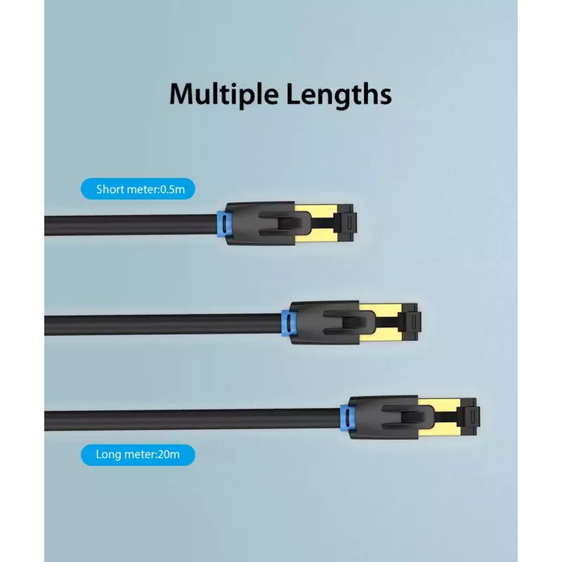 Vention Cat.8 SFTP Patch Laidas 0,5 m Juodas RJ-45 Auksuoti Kontaktai
