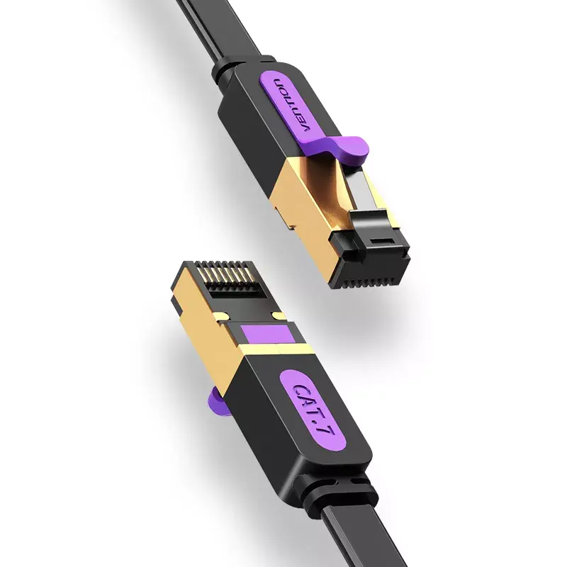 Vention Flat Cat.7 Patch Cable 3M juodas tinklo laidas