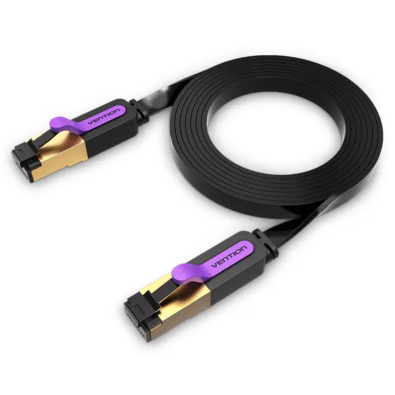 Vention Flat Cat.7 Patch Cable 3M juodas tinklo laidas