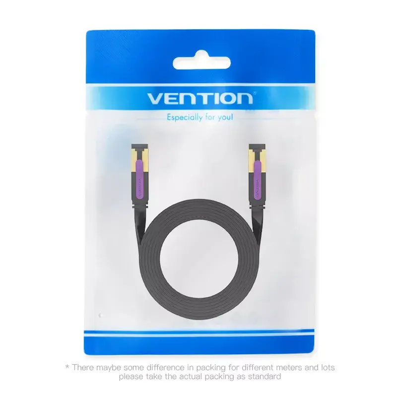 Vention Flat Cat.7 Patch Cable 3M juodas tinklo laidas