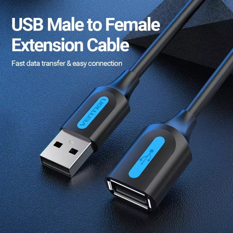 Vention USB 2.0 A patinas į A moterišką ilginimo laidas 3 m juodas PVC
