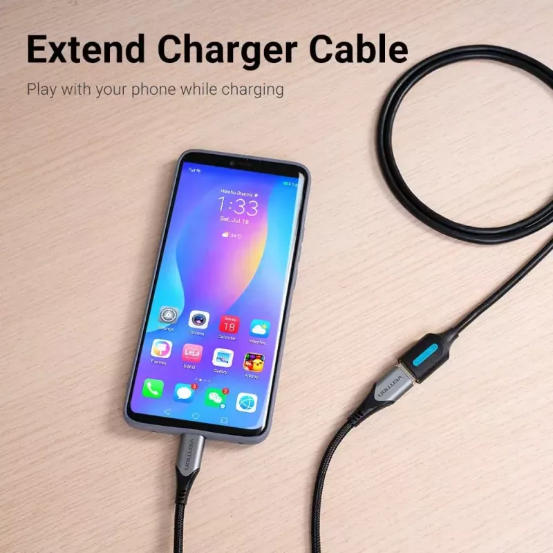 Vention USB 2.0 A patinas į A moterišką ilginimo laidas 3 m juodas PVC