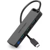 Vention TGKBB 5 viename USB-C šakotuvas, 4x USB 3.0, Micro-USB maitinimo įvestis, 5 Gbps, 0,15 m, juodas