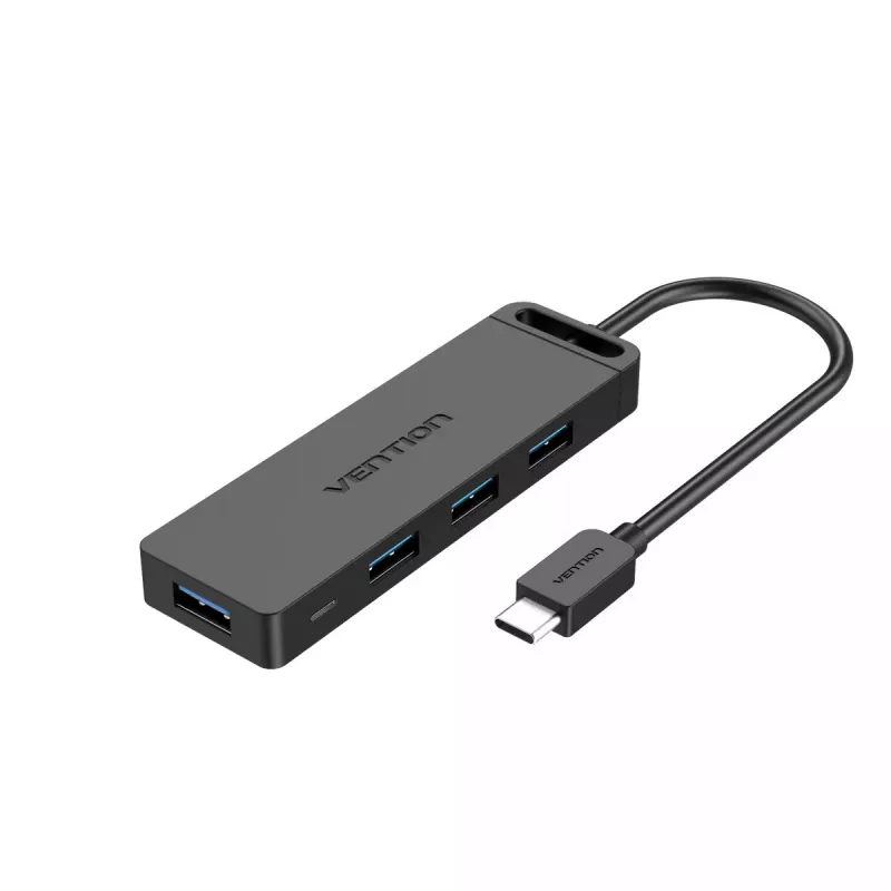 Vention TGKBB 5 viename USB-C šakotuvas, 4x USB 3.0, Micro-USB maitinimo įvestis, 5 Gbps, 0,15 m, juodas