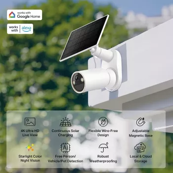 IP stebėjimo kamera TP-Link Tapo C460 KIT – lauko kulkos formos, 8 MP 3840×2160, 12× skaitmeninis priartinimas, sieninis laikiklis, dvipusis garsas, Wi‑Fi, balta