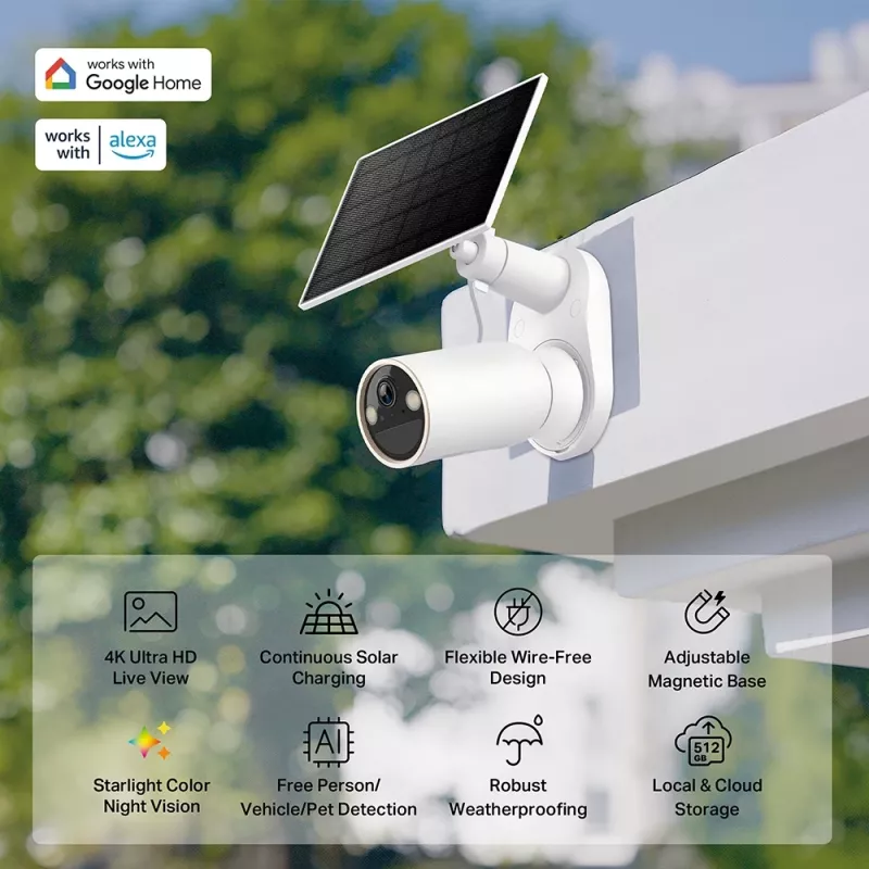 IP stebėjimo kamera TP-Link Tapo C460 KIT – lauko kulkos formos, 8 MP 3840×2160, 12× skaitmeninis priartinimas, sieninis laikiklis, dvipusis garsas, Wi‑Fi, balta
