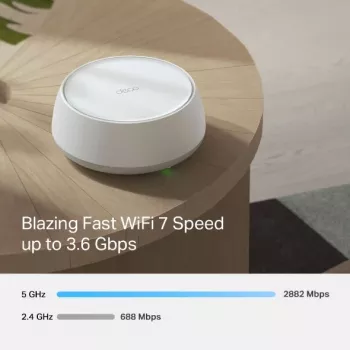 TP-Link Deco BE22 (1 vnt.) belaidžio tinklo sistema, dviejų juostų (2,4 GHz / 5 GHz), Wi-Fi 7 (802.11be), balta, 4 vidinės antenos