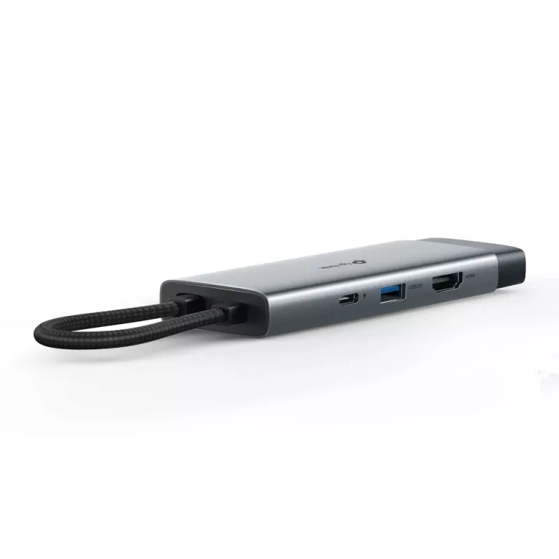 USB Type-C centrinis įrenginys TP-Link UH7021C — HDMI, USB 3.2 Gen1, USB 2.0, SD/microSD, 5000 Mbit/s, aliuminis juodas