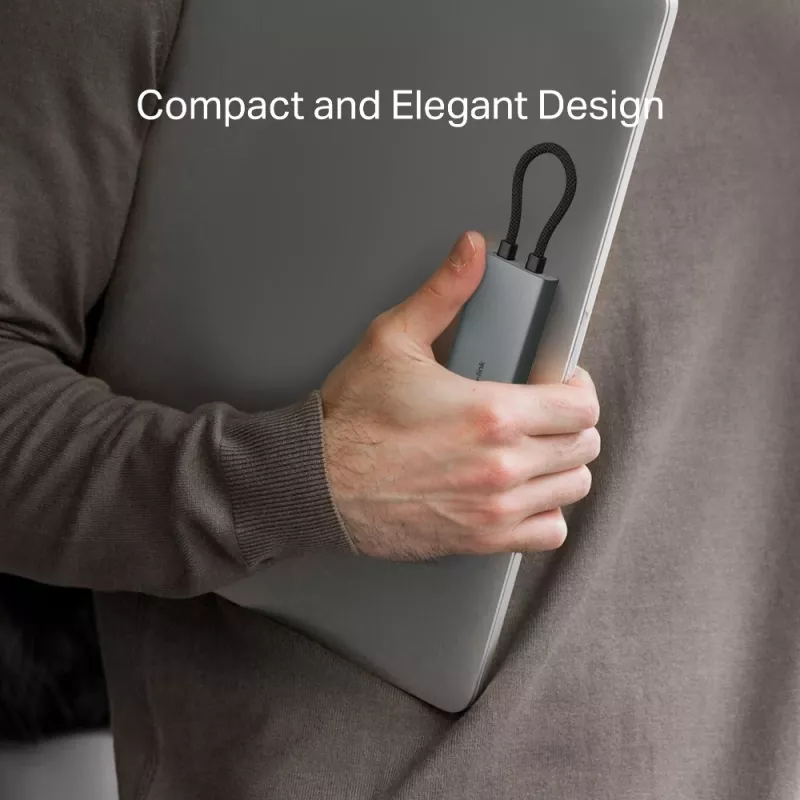 USB Type-C centrinis įrenginys TP-Link UH7021C — HDMI, USB 3.2 Gen1, USB 2.0, SD/microSD, 5000 Mbit/s, aliuminis juodas