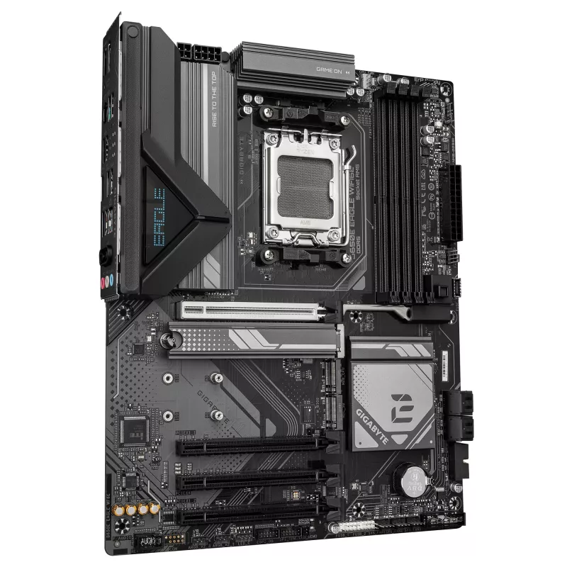 GIGABYTE B650E EAGLE WIFI6E pagrindinė plokštė – AMD Ryzen 9000 serijos procesoriams, 8+2+2 fazių VRM, iki 8200MHz DDR5 (OC), 1xPCIe 5.0 + 2xPCIe 4.0 M.2, 2.5GbE LAN, WIFI 6E, USB 3.2 Gen 2