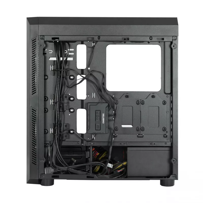 Korpusas CHIEFTEC Scorpion 3 GL-03B-OP — bokštinis ATX/Micro-ATX/Mini-ITX, grūdintas stiklas, 3×120 mm priekiniai ventiliatoriai