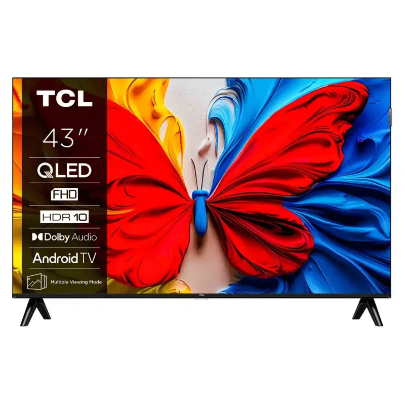 Televizorius TCL 43V5C 43 colių QLED Full HD (1920x1080) Android TV, HDR10, 2x HDMI, Wi‑Fi, Bluetooth, 20W
