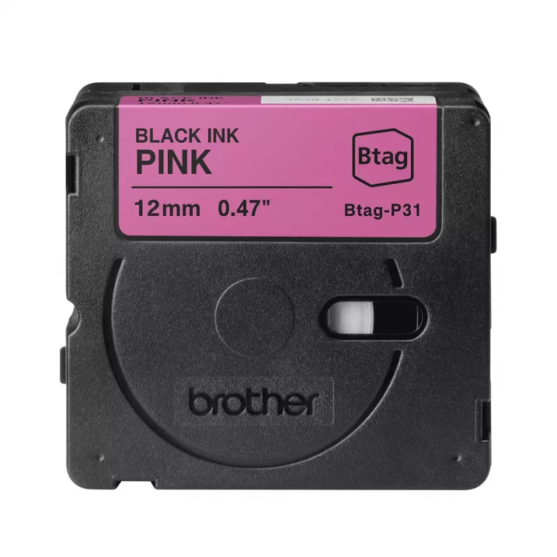 Juostelė etiketėms Brother BTAG-P31 Juoda ant rožinės 1,2 cm 4 m